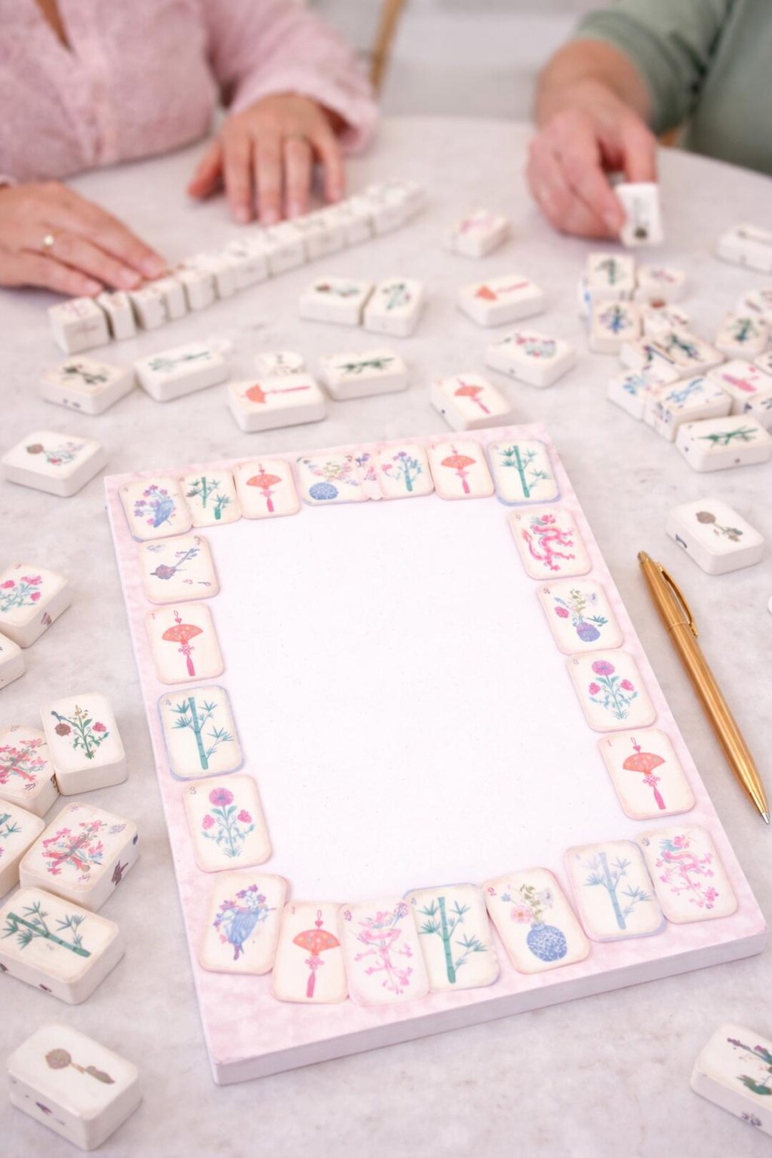 Mahjong Notepad Mahjong Notepad – Watercolor Floral Tiles, Game Night Stationery ...
