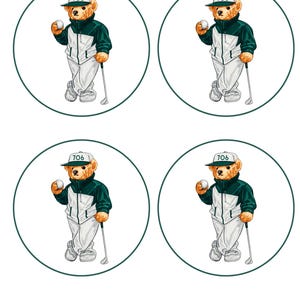 Personalized Golf Bear Coasters | Custom Zip Code Bar Cart Decor