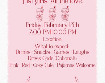 Editable Galentine's Day Invitation | Girls Night Canva Template (Instant Download)