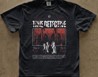 T-shirt graphique True Detective, chemise noire vintage Crime Drama