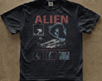 T-shirt d'affiche de film extraterrestre | graphique vintage de science-fiction | Film de Ridley Scott