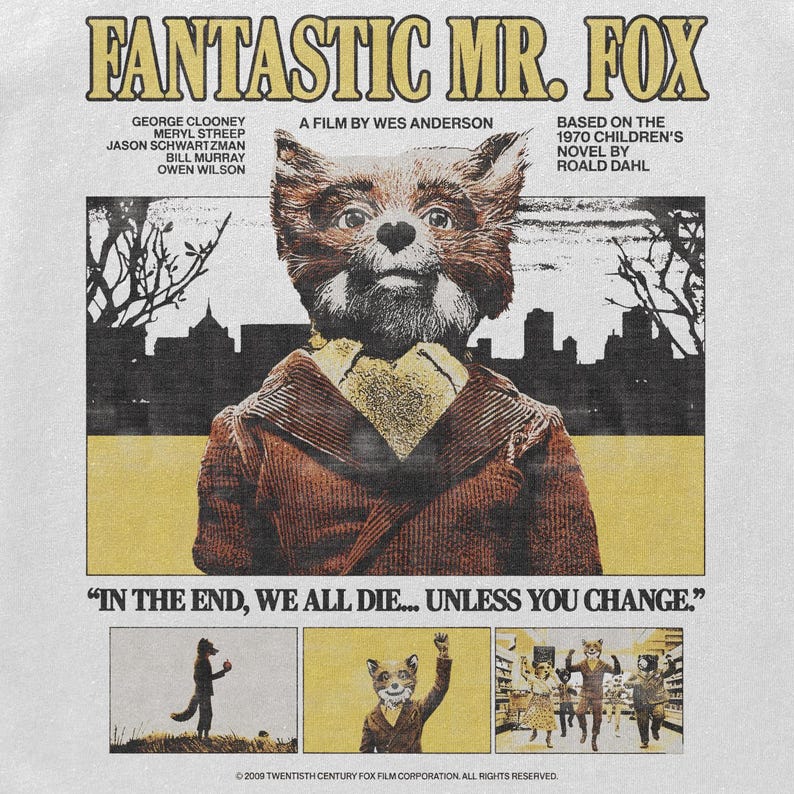 Fantastic Mr Fox-T-shirt, Wes Anderson-shirt, cultfilmshirt, vintage Y2K-T-shirt afbeelding 2