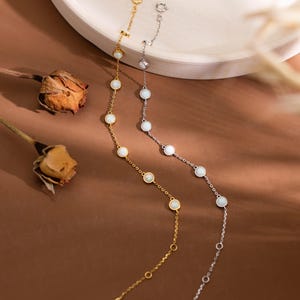 18K Gold Opal Bracelet, S925 Opal Beads Charm Bracelet, Fire Opal Jewelry, Gift for Mom, October Birthstone Bracelet, Elegant Mom Bracelet