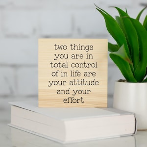 Inspirational Wood Sign | Attitude Effort Desk Decor Block