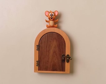 Fairy Door Outlet Cover Wooden Socket Wall Decor Adorable Mouse Lamp Nursery Cover