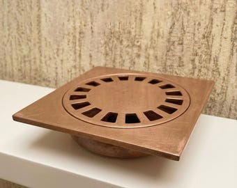 Unlacquered Brass Floor Drain Cover, Moroccan Square Shower Drain, Rustic Vintage Bathroom Grate, Decorative Floor Strainer, Solid Brass