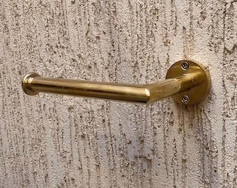 Unlacquered Brass Toilet Paper Holder | Solid Brass Bathroom Hardware | Living Finish Antique Gold Toilet Paper Holder