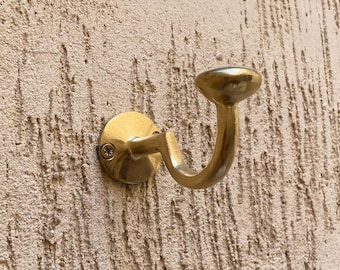 Unlacquered Brass Wall Hook | Handmade Moroccan Swan Neck Coat Hanger