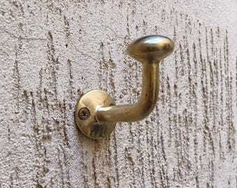 Unlacquered Brass Wall Hook | Solid Handmade Coat Hook for Mudroom & Bathroom