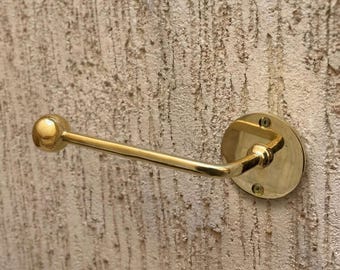 Unlacquered Brass Toilet Paper Holder, Wall Mounted Brass Bathroom Hardware, Moroccan Vintage Style, Brass Toilet Roll Holder, Rustic Decor
