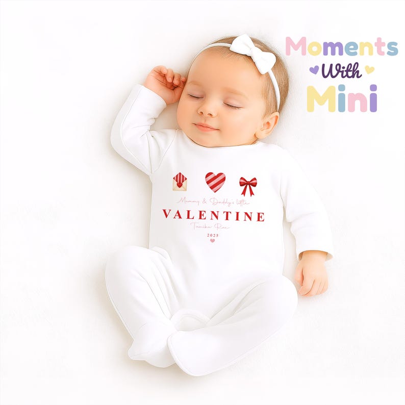 Adorable 'My First Valentine' White Baby Vest & One Piece Set