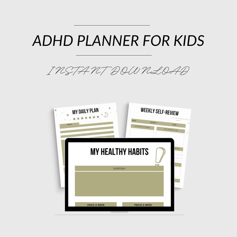 ADHD Planner for Kids Printable | Daily Routine & Focus Planner ...