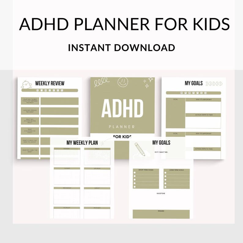 ADHD Planner for Kids Printable | Daily Routine & Focus Planner ...