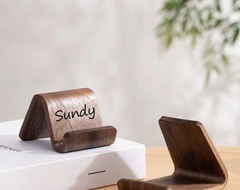 Personalized Minimalist Wooden Phone Stand, Desk Cable Organizer, Colorful Smartphone Holder, Adjustable Desk Accessory,Office & Home Gadget