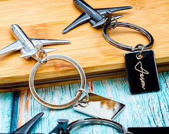 Personalisierter Flugzeug Schlüsselanhänger, Pilot & Airline Business Geschenk, Flugzeug Liebhaber Accessoire - Ein Geschenk für Ihn - Geburtstagsgeschenk