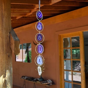 Agate Gemstone Wall Hanging-Aesthetic Room Decor-Unique Bohemian Home Decor - Crystal Suncatcher - Wall Decor - Home Gift - Boho Decor