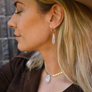 Crystal Huggies - Hippie Earrings - Crystal Gemstone Mini Hoops - Gold Gemstone Huggies - Sterling Silver Crystal Earrings-Cute Earrings