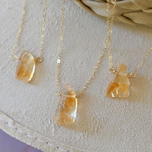 Raw Citrine Crystal Layering Necklace Dainty Raw Crystal Necklace Chakra Healing Gold Necklace Gold Filled Necklace-Sister In Law Gift image 4