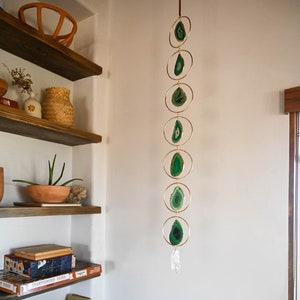 Green Agate Gemstone Suncatcher - Aesthetic Room Decor - Bohemian Sun Catcher - Housewarming Gift-Patio Decor-Boho Wall Decor-Office Decor