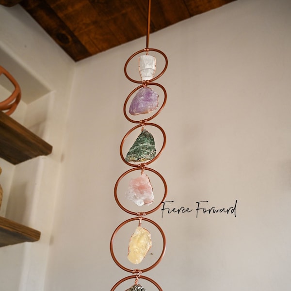 Raw Gemstone Chakra Hanging-Boho Decor-Suncatcher-Aesthetic Bohemian Decor