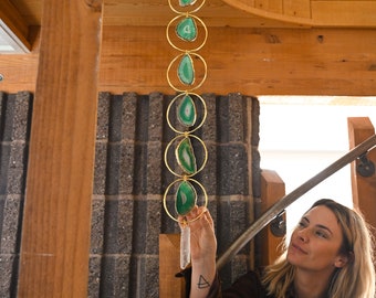 Green Agate Gemstone Home Decor with Quartz – Boho Wall Decor