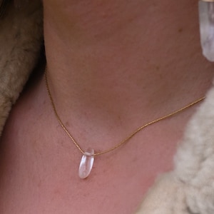 Quartz Crystal Necklace - Gold Filled Chain Necklace - Dainty Gold Filled Necklace - Boho Necklace - Bridal Necklace - Crystal Jewelry