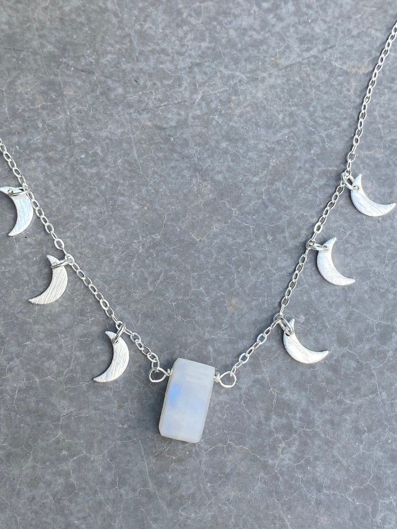 Moon Charm Choker Raw Moonstone Choker Statement Necklace Etsy