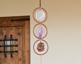 Raw Gemstone Home Decor Boho Suncatcher - Personalized Crystal Wall Sun Catcher - Home Gifts - Chakra Stones - Hippie Decor - Bohemian Decor
