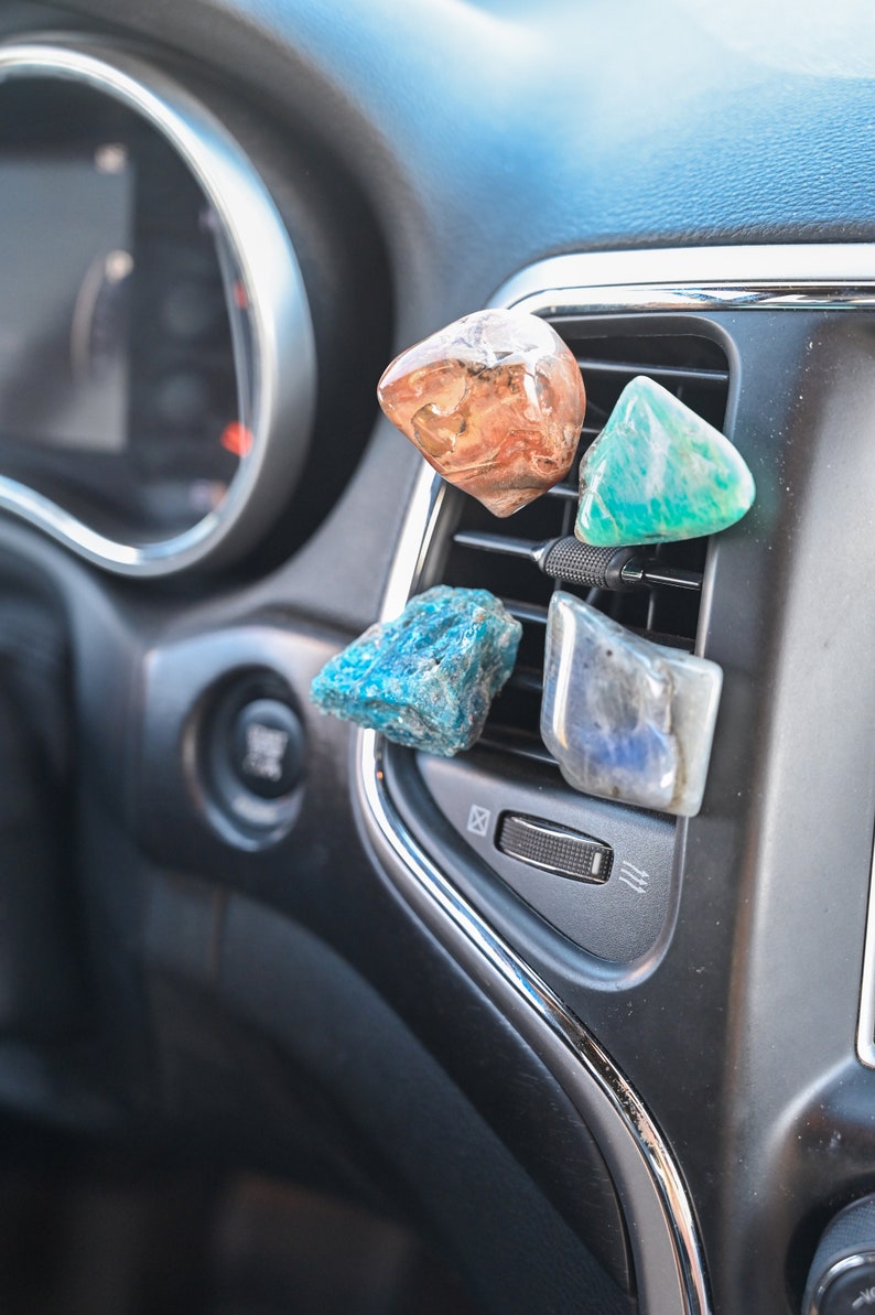 Crystal Car Accessories For Women Car Vent Clip Gemstone Vent Car Charm Accessory Car Decor Car Dashboard Accessories-Rose Quartz image 4