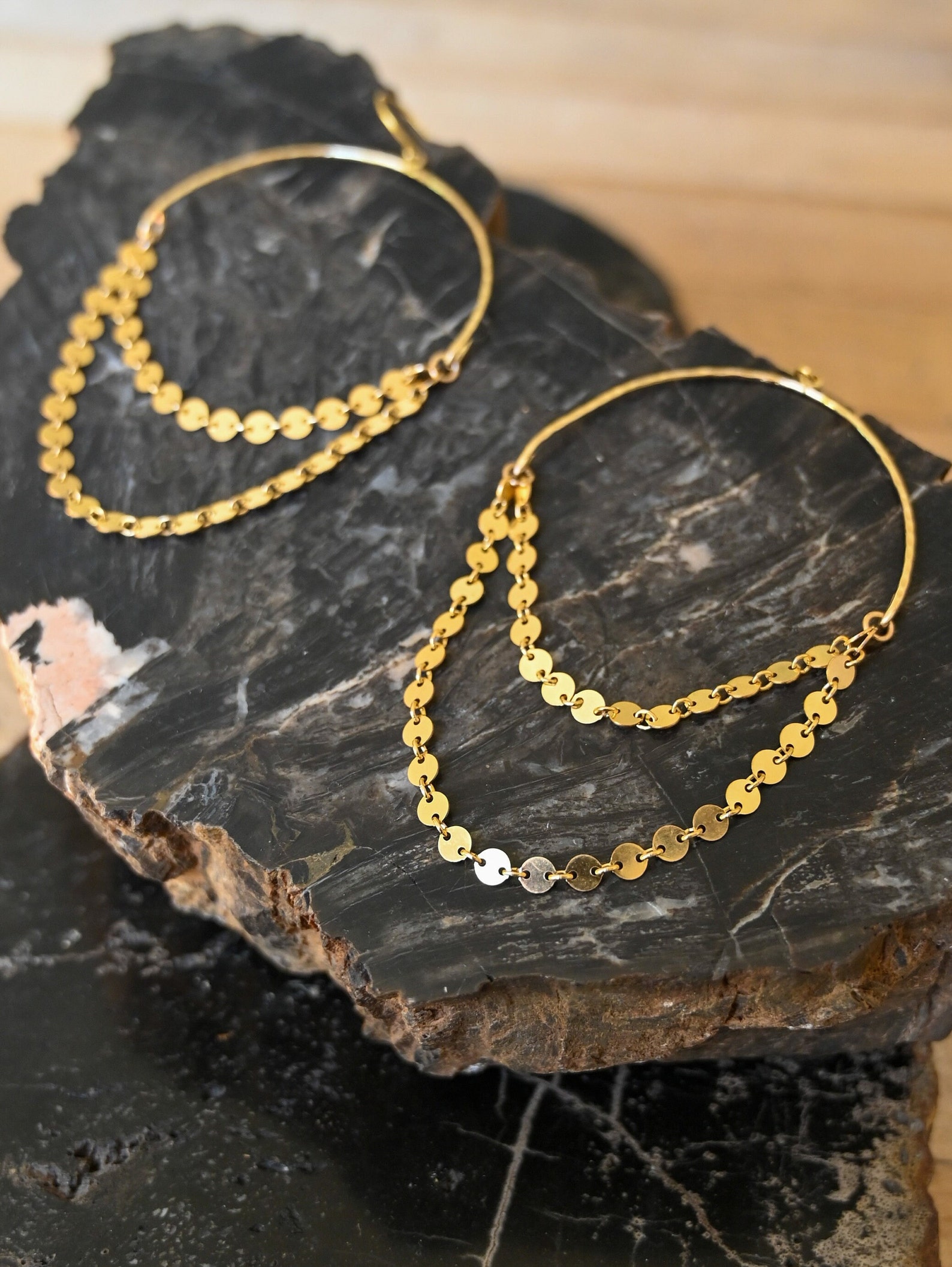 Gold Hoop Chain Earrings Statement Earrings for Women Etsy