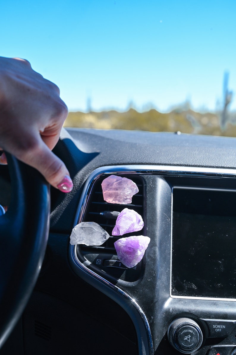 Crystal Car Accessories For Women Car Vent Clip Gemstone Vent Car Charm Accessory Car Decor Car Dashboard Accessories-Rose Quartz image 5