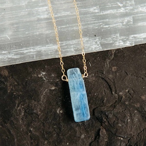 Blue Kyanite Gemstone Choker - Kyanite Pendant - Throat Chakra Necklace - Gold Chain Necklace - Layered Necklace - Gold Filled Necklace