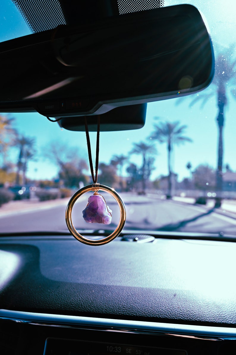 Crystal Car Accessories Rear View Mirror Charm Amethyst Car Etsy