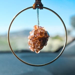 Aragonite Crystal Car Accessories - Gemstone Suncatcher - Boho Sun Catcher - Bohemian Decor - Metal Hanging Decor-Car Accessories For Women
