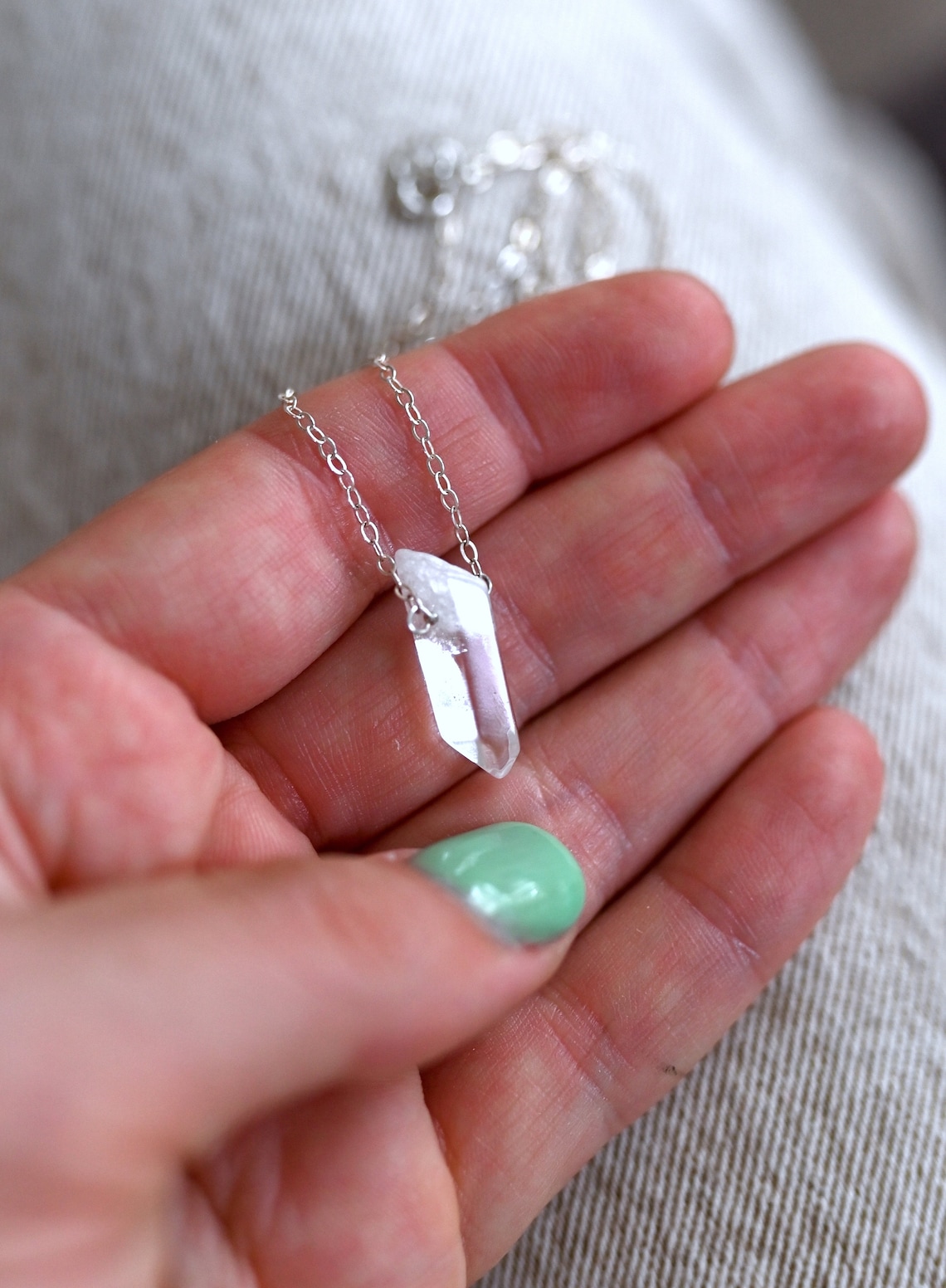 Dainty Crystal Necklace Quartz Crystal Layering Necklace Etsy