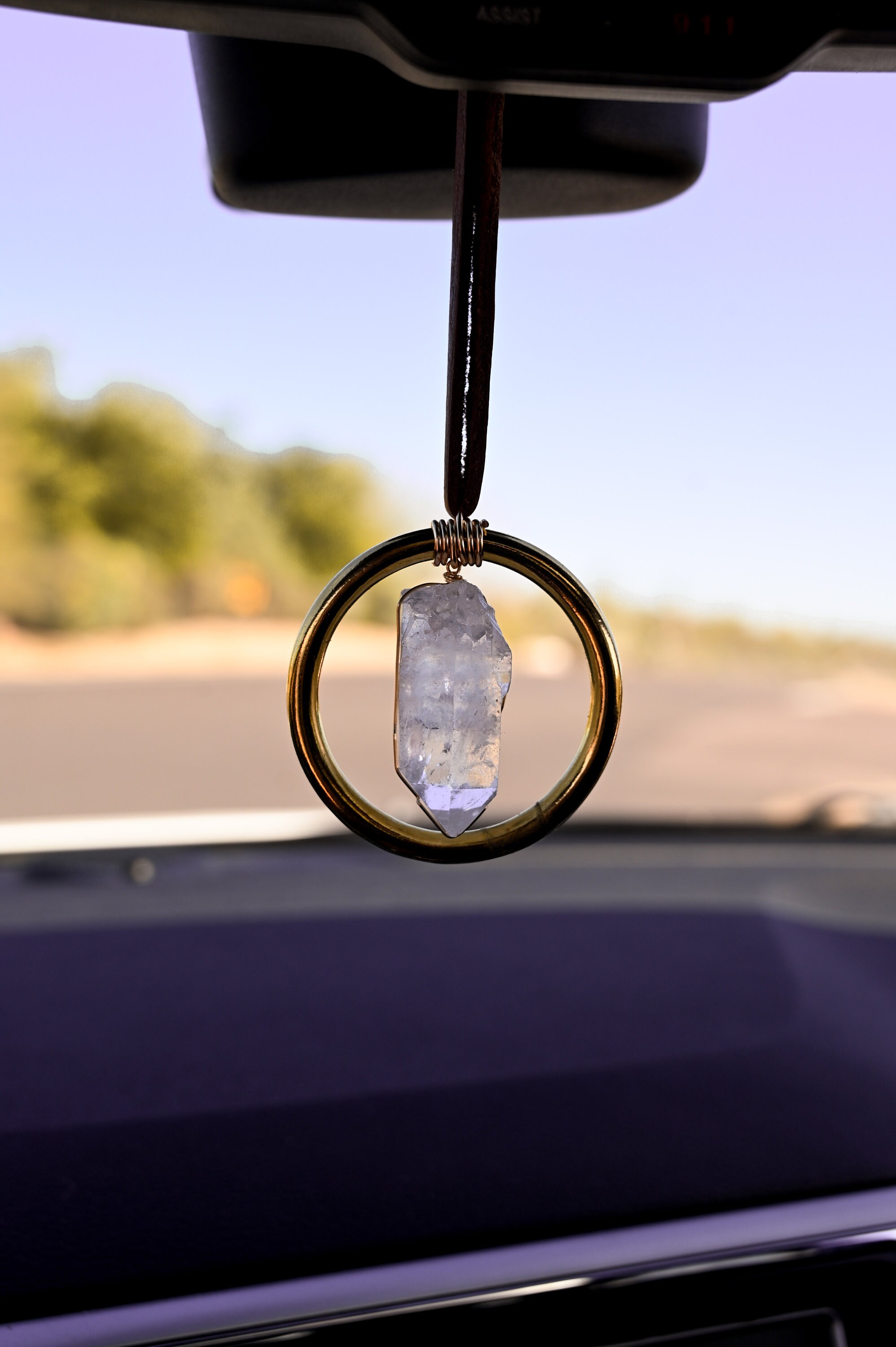 Crystal Rear View Mirror Charm - Raw Clear Quartz Car Charm - Car Sun Catcher - Gemstone Car Accessory For Women - Cute Car Accessories