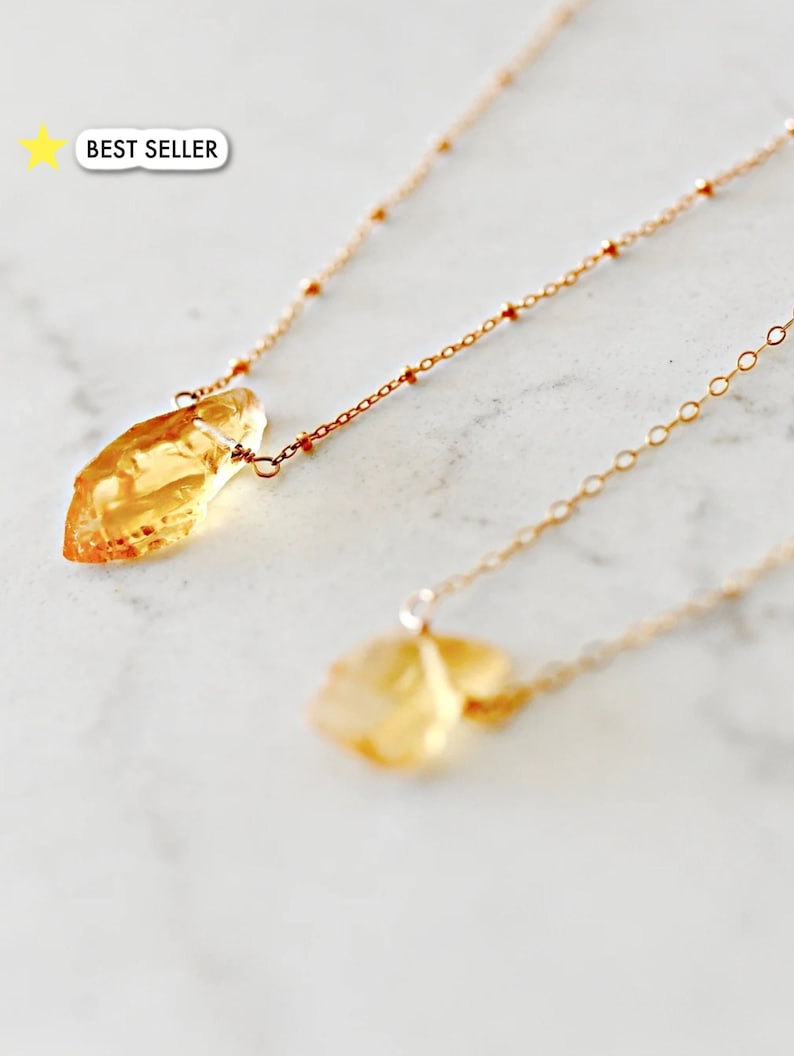 Raw Citrine Crystal Layering Necklace Dainty Raw Crystal Necklace Chakra Healing Gold Necklace Gold Filled Necklace-Sister In Law Gift image 1