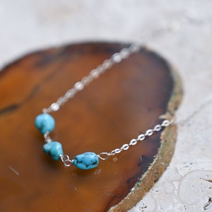 Sterling Silver Turquoise Necklace – Dainty Gemstone Pendant, December Birthstone