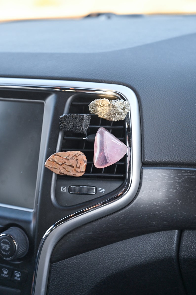 Crystal Car Accessories For Women Car Vent Clip Gemstone Vent Car Charm Accessory Car Decor Car Dashboard Accessories-Rose Quartz image 6