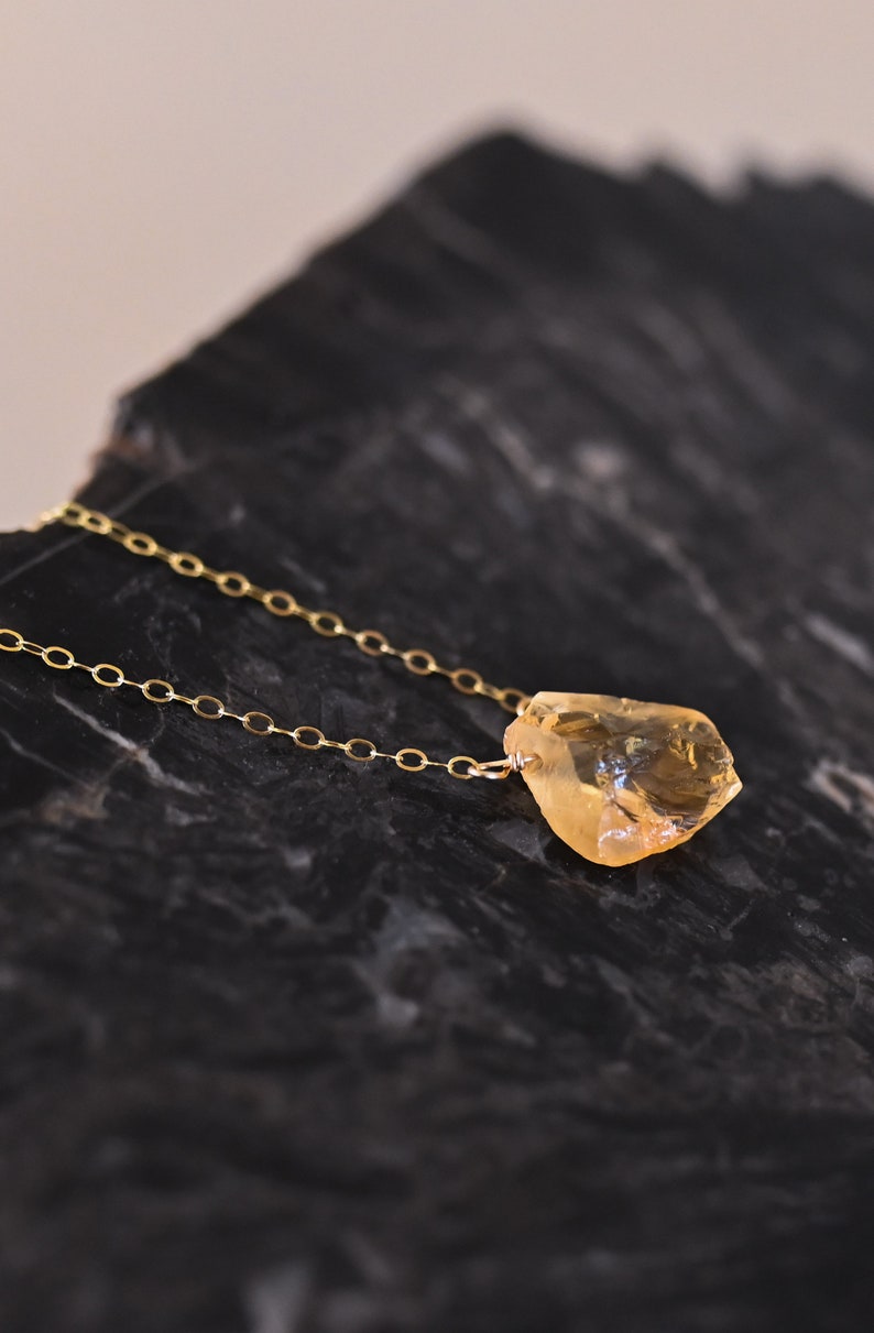 Raw Citrine Crystal Layering Necklace Dainty Raw Crystal Necklace Chakra Healing Gold Necklace Gold Filled Necklace-Sister In Law Gift image 10