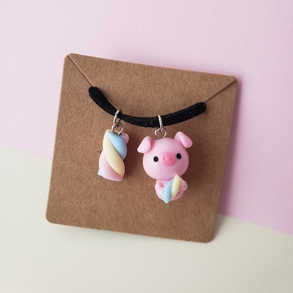 Marshmallow Pig Necklace