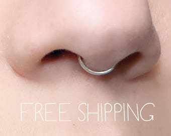 Peekaboo Fake Septum Ring, Small Hoop, 20 gauge silver, rose gold, gold (fake nose ring) tiny, plain, simple, septum cuff FREE SHIPPING