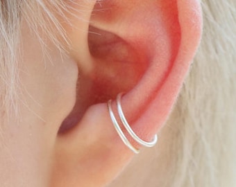 Silver Conch Hoop Earrings: Tarnish Resistant Clip-On Ear Cuffs