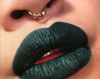 Handmde Fake Septum Ring: Gold & Silver Ball Faux Nose Ring