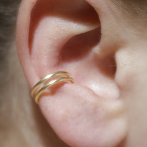NO PIERCING Extra Thick, Double Conch Hoops (Gold) 16 gauge, Ear Cuffs, fake earring, Cartilage Cuff, stackable earrings, faux