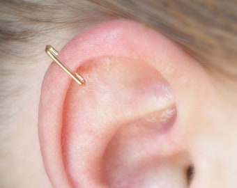 Straight Edge Cuff, Fake Earring (gold) Fake Cartilage Piercing, Ear Cuff  NO PIERCING, staple, Line, fake piercing, plain, simple