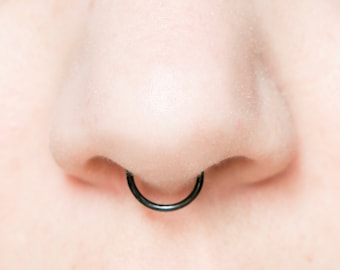 Thick Fake Septum Ring, 18 gauge, BLACK, Nose Cuff - septum ring, piercings, nose ring, body jewellery, plain, simple, fake nose ring