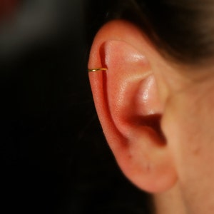Fake Earring Helix / Cartilage Ear Cuff gold NO PIERCING REQUIRED, 20 gauge, Faux Piercing, Body Jewellery, hoop earrings, plain, simple image 2