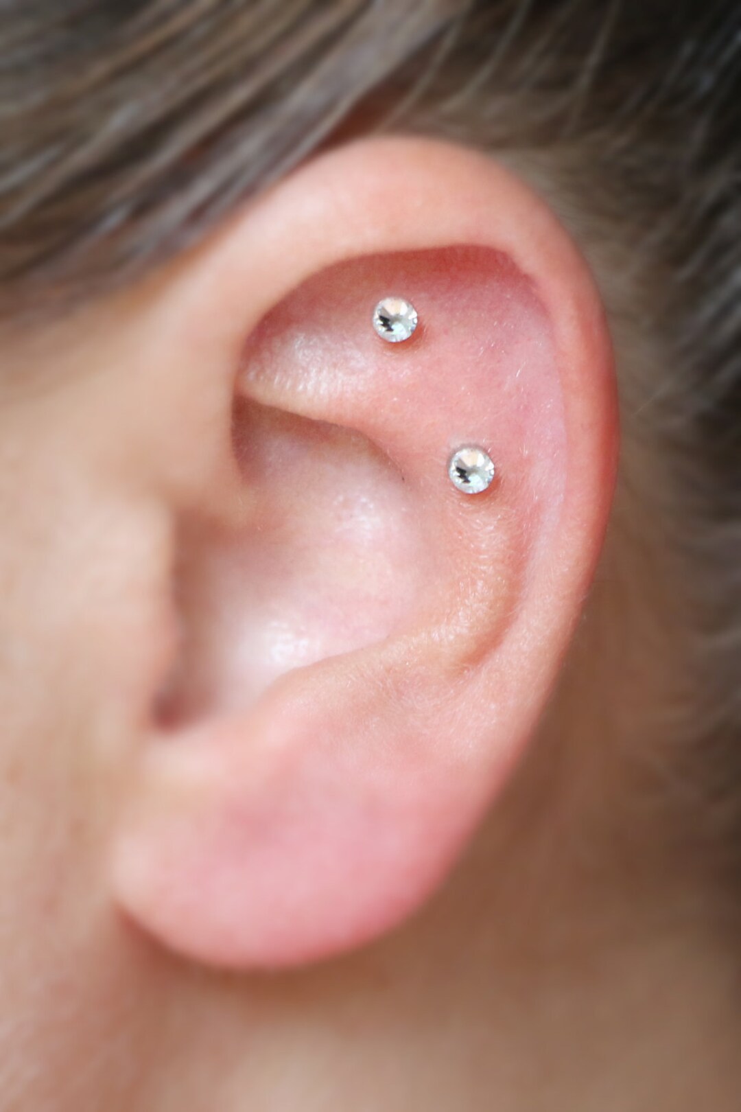 Diamond Stud Earrings Silver Cartilage Ear Lobe Etsy