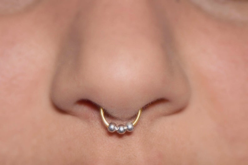 Fake Septum Ring Reverse 3 Ball Septum Cuff Gold / Silver Etsy Canada